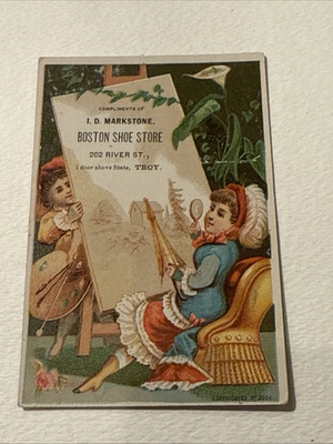 #ad #ad Vintage Victorian trade card I D Markstone Boston shoe store Troy New York $14.50
