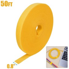 50FT Roll Reusable Hook Loop Self Attaching Cable Tie Fastening Tape Yellow