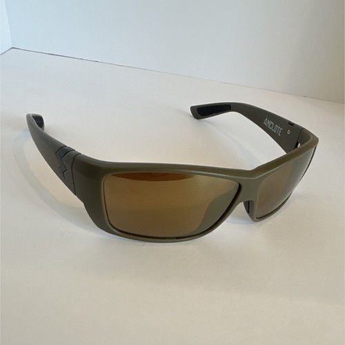 ANCLOTE Wrap Olive Green Polarized Fishing Sunglasses Brown Plastic Lens