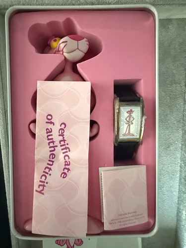 1998 Fossil The Pink Panther Sterling Silver LE of 1,000 Character Watch in Box - Picture 2 of 4