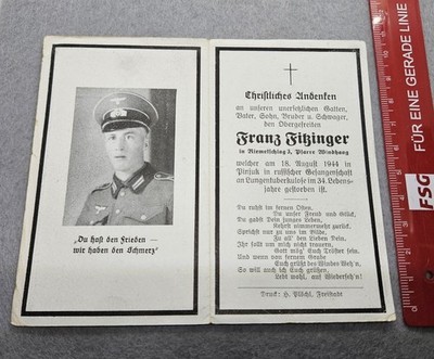 Sterbebild, Franz Fitzinger, gestorben in russische Gefangenschaft