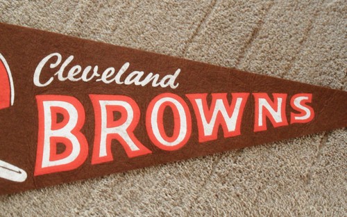 orig. Pennant calcio anni '60 CLEVELAND BROWNS *Casco calcio barra singola* - Foto 4 di 6