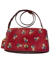 Bolso de hombro Coach 1941 edición limitada Doodle Duck Dinky de cuero rojo 