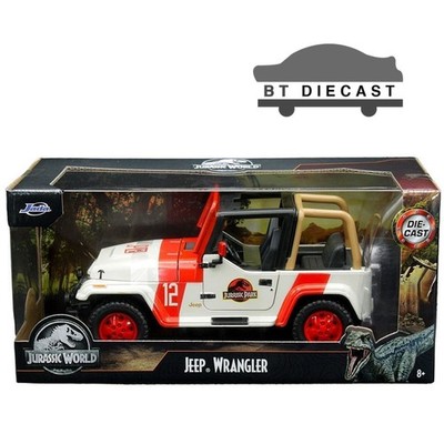 JADA JURASSIC WORLD 1992 JEEP WRANGLER 1/24 DIECAST MODEL CAR WHITE 97806