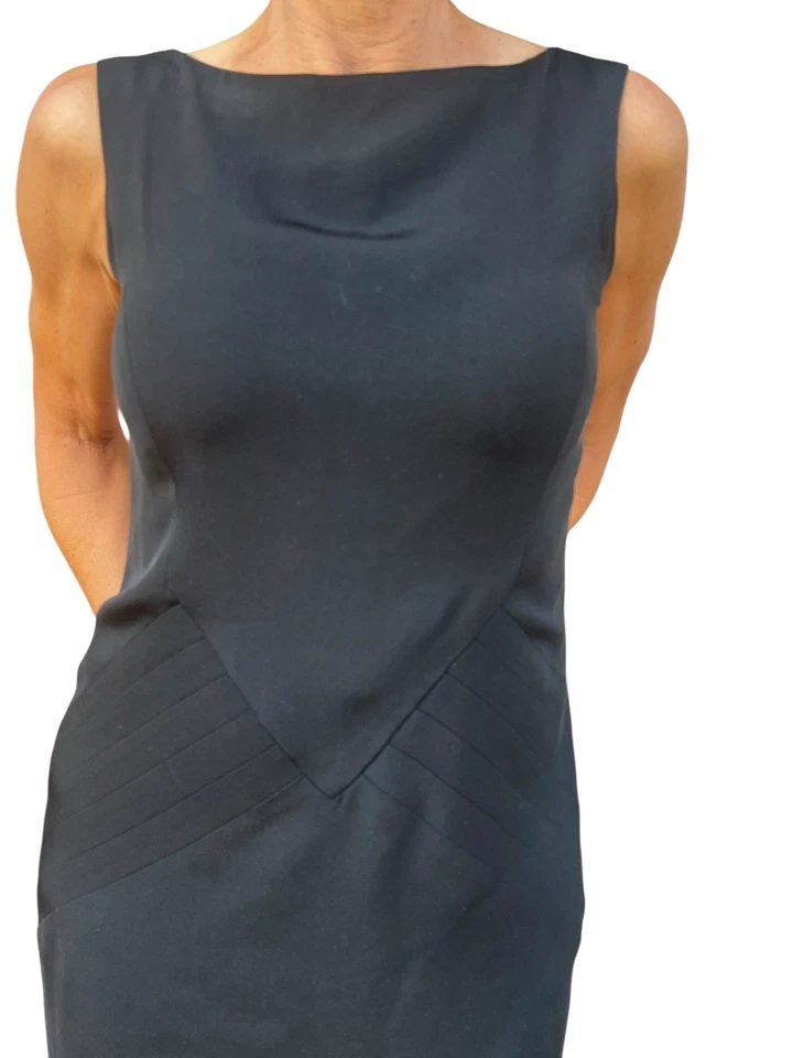 Ralph Lauren Etiqueta Negra LBD Mujer 4 Seda Sin Mangas Funda Cóctel Hasta la Rodilla Foto 3 de 4