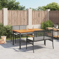 Garden Dining Set Black, Cream White