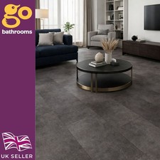 Dark Grey Stone Effect SPC Vinyl Tile Click Flooring, 1.86m² Pack Waterproof Pro