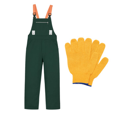Safety & More Schnittschutzhose GRÜN Größe: M plus 1 Paar Handschuhe gratis