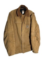 Vintage Carhartt Jacket Brown Arctic Detroit Quilt Lined Chore Coat C03 46 Tall