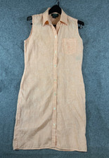 Lauren Ralph Lauren Shirt Dress Womens M Peach Linen Sleeveless Button Front