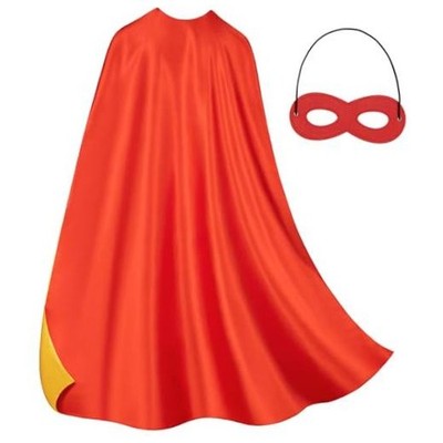 Superhero Cape & Mask Set - Double-Sided Super Hero Adult Adult Red & Yellow