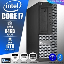 DELL Desktop Computer PC i7, up to 64GB RAM 17TB SSD/HDD, Windows 10/11, WiFi BT