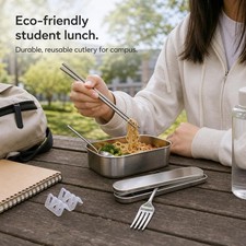 Set di Posate da Viaggio in Acciaio Inox con Custodia, per studenti - per