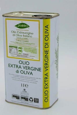 1 liter can of extra virgin olive oil, Cultivar Coratina.