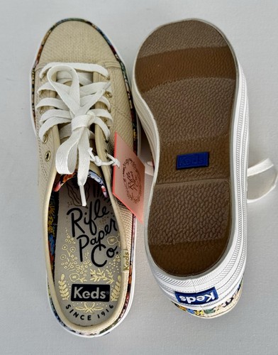Tenis para mujer KEDS X Rifle Paper Co TRPL KICK MULE NATRL beige con adornos florales 8,5 - Imagen 10 de 12