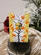 Pair Vintage Bird Birdhouse Playing Cards, Swap Card, Trade Card, Midcentury 