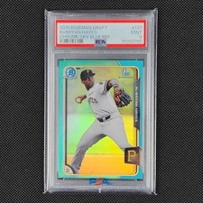 2015 Bowman Draft Chrome Sky Blue Refractor #137 Ke’Bryan Hayes PSA MINT 9