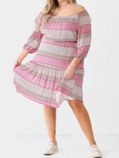 Janette Plus Ruffle Flare Hem Midi Dress Size 2x in Pink NEW