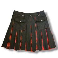 Utility Kilt Black With Red Tartan Hybrid Kilt Cargo Pockets 36" waist 22" long