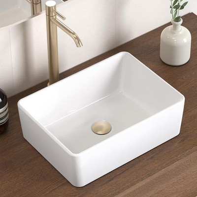 Bathroom Vessel Sink, Rectangular 16X12 White Vessel Sink for Bathroom Counte...