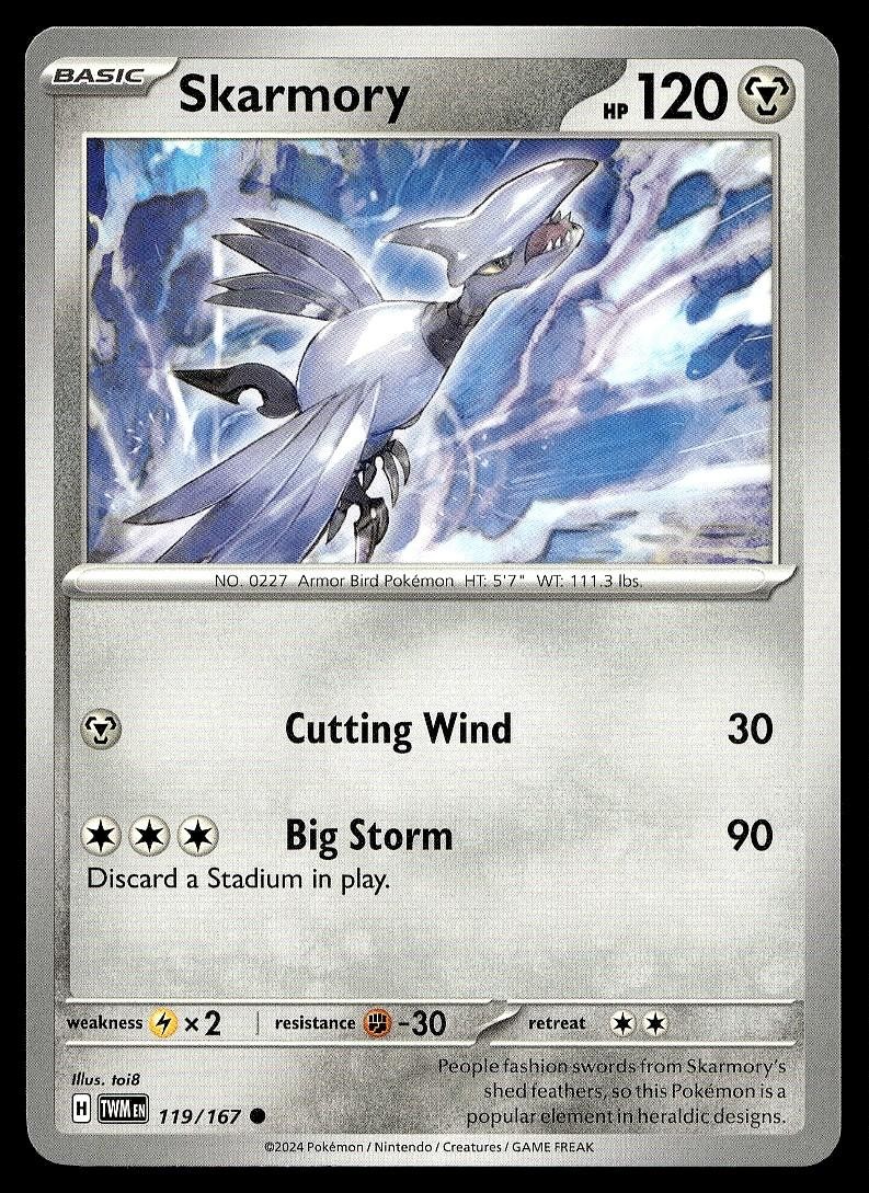 Skarmory 119/167 Common Twilight Masquerade Pokemon Lightly Played
