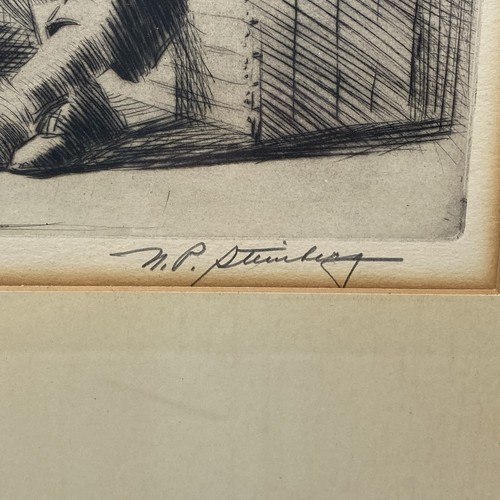 Grabado enmarcado firmado Nathaniel P Steinberg (1893-1976) Drypoint 'Sweet Adaline' - Imagen 8 de 20