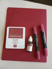 Stampin Up Ink Pad, Blends, Reinker, Cardstock - Cherry Cobbler