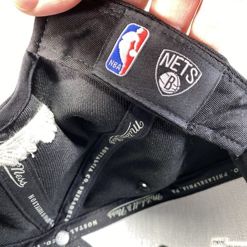 Brooklyn Nets Hat Cap Snap Back Black White NBA Basketball Mitchell Ness Mens - Picture 13 of 13