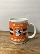Denver Broncos Vintage Coffe Cup Mug Orange And Blue 90s Official NFL Papel 