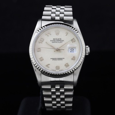 Rolex Datejust 36mm Ref 16234 Weißgold Lünette Serviced Box & Papiere Full Set