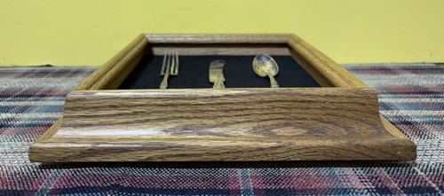 Antik/Vintage 100 Jahre alt ID’d Kind Löffel Messer Gabel SP Shadow Box ohne Glas - Bild 4 von 13