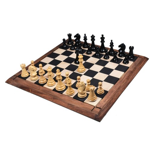 Set solo pezzi scacchi Majestic Series 4" Maunton - doppio peso legno di bosso ebonizzato - Foto 7 di 9