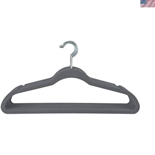 Sleek Velvet Huggable Hangers - Super Slim Gray Design for Closet Optimization