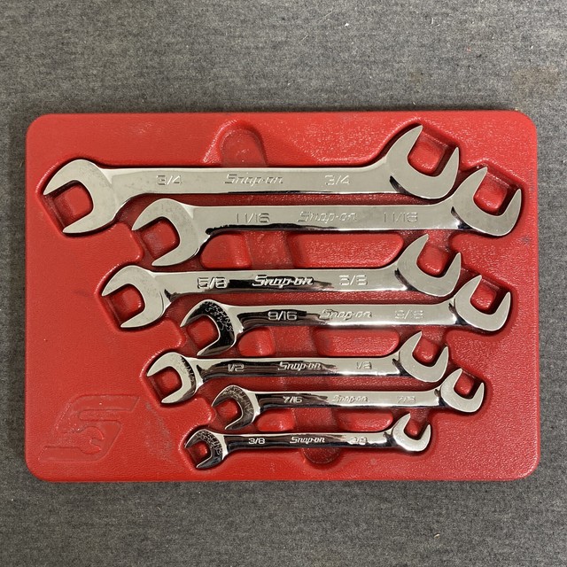 Snapon Tools 7pc SAE Chrome 4 Way Open End Angle Head Wrench Set