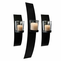 3Er Set Wandkerzenhalter Design 03 Schwarz Teelichthalter KerzenstäNder