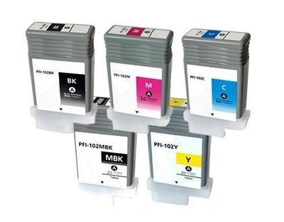 5 Ink for Canon iPF650 iPF655 iPF750 iPF755 iPF760 PFI-102 MBK/BK/C/Y PFI-104M