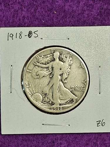 1918 S Walking Liberty Half Dollar 50c 90% Silver Philadelphia Mint US Coin VF