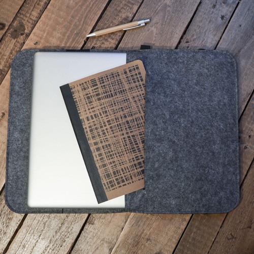 13.3 Filz Laptop-Tasche 35x24 cm Tablet Hülle MacBook Pro Air iPad Surface Grau - Bild 9 von 9