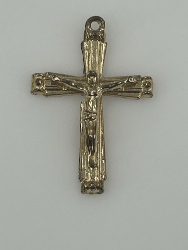Gold Tone Polished Crucifix Cross Pendant Christian Jewelry - Picture 2 of 8