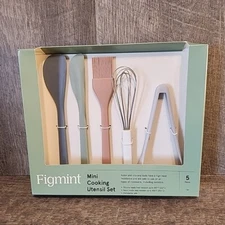 5pc MINI Kitchen Baking Utensil Set Spatulas Tongs Brush Whisk Figmint
