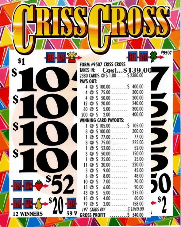 Criss Cross 2380ct 3W Single game, pull tabs
