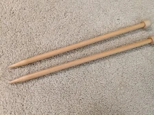 Size 17 Wooden Single Point Knitting Needles, Clover, Excellent Condition