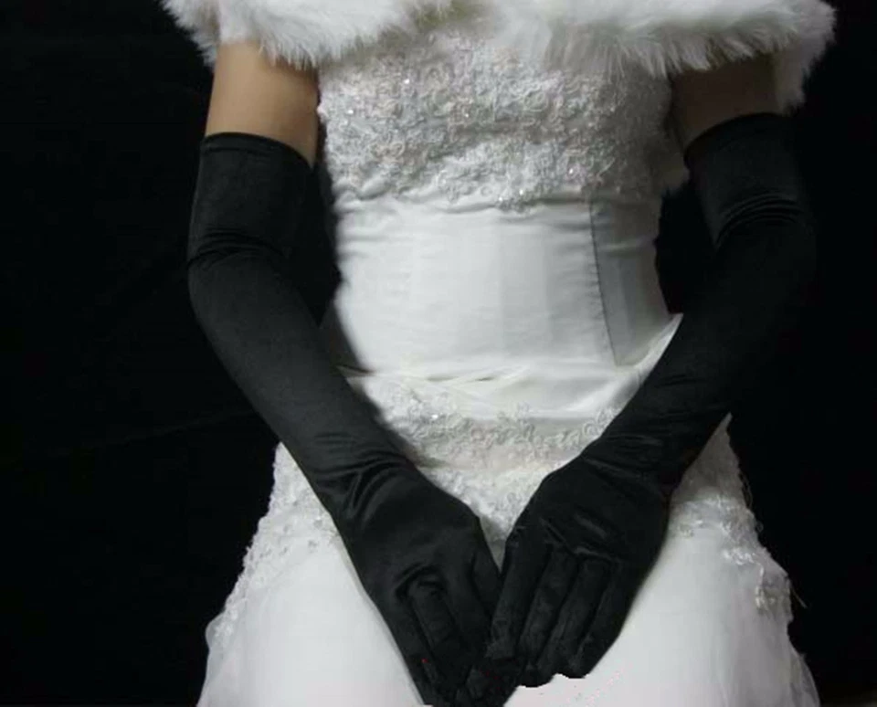 Nuevo Mujeres Dama Juegos con disfraces Ópera Gótica Nupcial Elegante Boda Codo Largo Guantes Negros Foto 2 de 3
