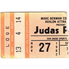 JUDAS PRIEST & CONEY HATCH Concert Ticket Stub SAN DIEGO 11/27/82 SPORTS ARENA