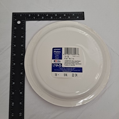MLB Miami Marlins Paper Party Plates 9 In 18 Count - Picture 5 of 5