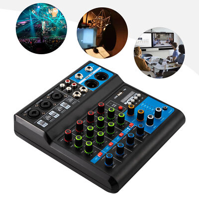 Bluetooth Mixer USB Live Studio Audio Mischpult DJ Konsole Verstärker 5 Kanal