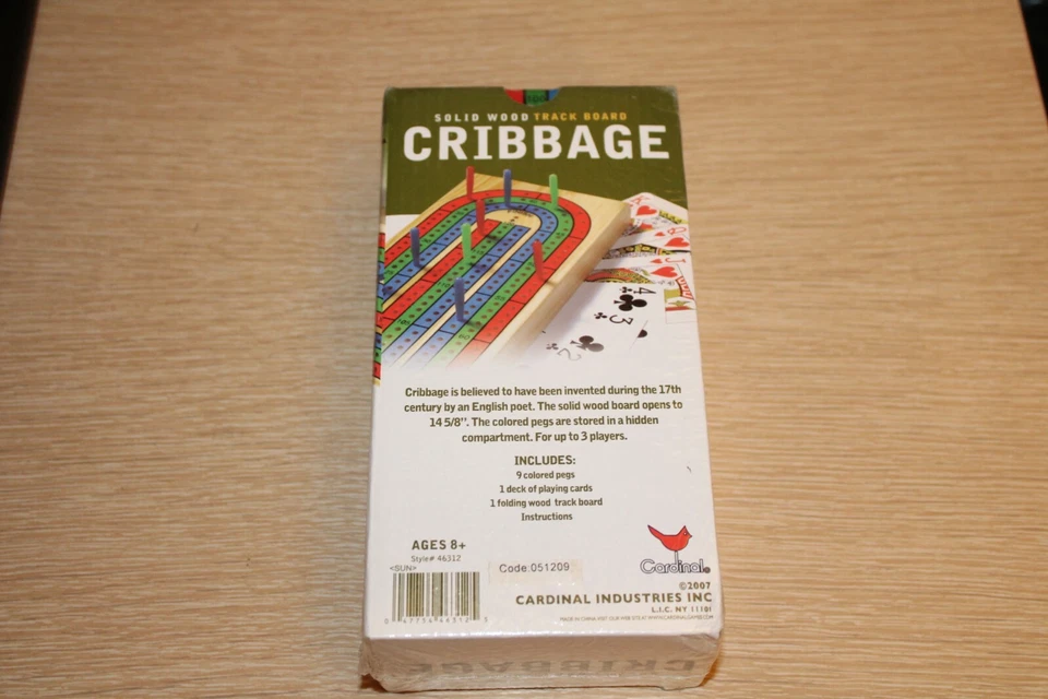 New Cardinal Classic Games Solid Wood 3 Track Cribbage Board Game #46312 - Image 2 of 4