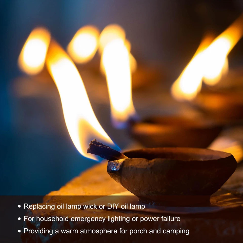 Algodón Aceite Lámpara Mecha 12mm Plano Ancho 3 Metros con Negra Puntada - Imagen 4 de 4