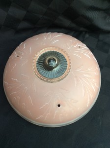 Vintage-3-Chain-Pink-Glass-10-034-Globe-Shade-Light-Lamp-Fixture