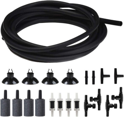 Aquarium Air Pump Accessories Set -25 Feet Airline Tubing Black Standard, Air St